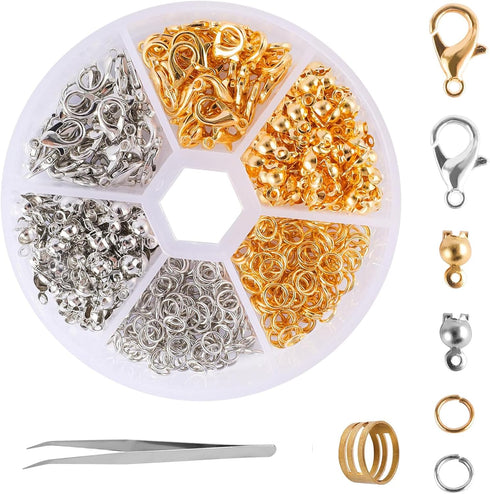 462 Pcs Lobster Claw Clasps for Jewelry Making Kit,Lobster Clasp Set with Open Jump Rings Connectors,Bracelet Making Kit for Jewellery DIY Craft w...