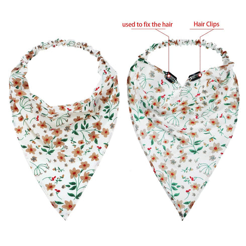 Syhood 6 Pcs Floral Elastic Hair Bandanas for Women Boho Hair Scarf Headband Chiffon Head Kerchief Turban with Clips(Rural Floral Patterns)...