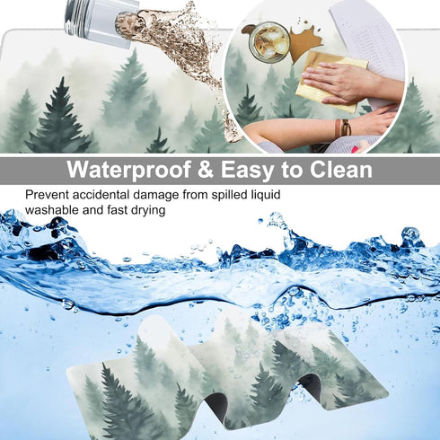 Extended Large Gaming Mouse Pad, Misty Forest Large Desk Mat for Desktop XXL, Non-Slip Rubber Base Stitched Edges Long Computer Keyboard Desk Pad ...