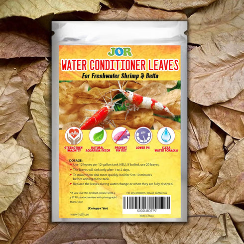 JOR 60 Pcs Mini Water Conditioner Leaves for Freshwater Betta & Shrimp Aquarium, Leaf Lowers Tank's pH, Helps in Successful Breeding...