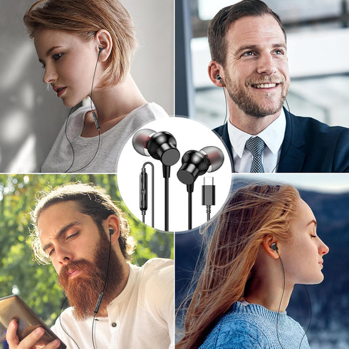 USB C Headphones Wired Earbuds for Samsung S24 Ultra S24+ S23 S22 FE iPad Pro iPhone 15 Pro Max Magnetic in-Ear Noise Canceling Type C Earphone Mi...