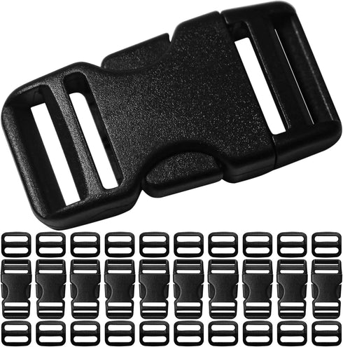 Buckles for 3/4 inch Wide Webbing Straps: Quick Side Release Buckles 10 set and Tri-Glide Slide 20 pcs Fit 0.75" Nylon Web Belt, Plastic Snap Fast...
