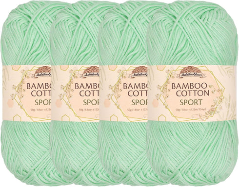 JubileeYarn Bamboo Cotton Sport Yarn - 50g/Skein - Green Mint - 4 Skeins...