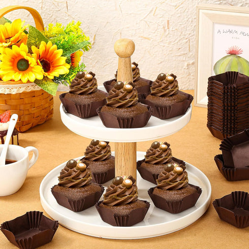 350 Pcs Square Mini Cupcake Liners Disposable Brownie Baking Cups Pan Liners Paper Baking Cup for Cupcakes and Cup Liners Party Supplies for Weddi...