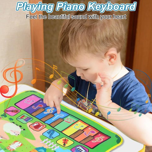 Toys for 1 Year Old Boys and Girls: Love&Mini 3 in 1 Musical Mat for Toddlers 1-3 with Drum 6 Musical Instrument and 8 Animals Sounds Piano Mat To...