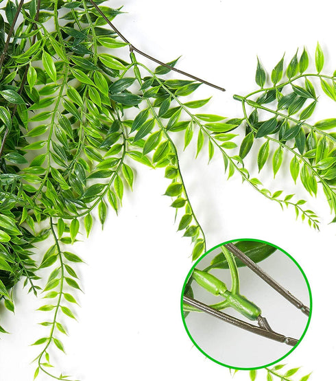 Artificial Hanging Vine, Weeping Willow Plastic Plants Greenery Leaves Fake Plant Faux Ivy Garland UV Resistant for Indoor Outdoor Garden Door Wal...