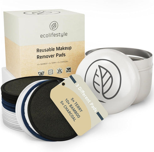 Reusable Makeup Remover Pads (20 Pack) - Reusable Cotton Rounds | Washable Eco-Friendly Pads for All Skin Types | Eco Friendly Products - Zero Was...