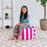 Posh Stuffable Kids Stuffed Animal Storage Bean Bag Chair Cover - Childrens Toy Organizer, Medium 27" - Canvas Stripes Pink and White...