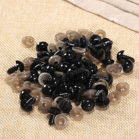 100Pcs Black Plastic Safety Eyes with Washers, Craft Eyes, for Crochet, Puppet, Plush, Stuffed Animals Making, 12mm...