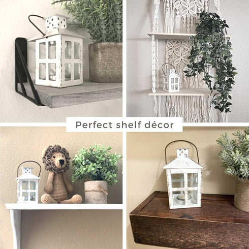 Kate Aspen Rustic Farmhouse Decor White Candle Holder Lantern Decorative (7.5 Inch), Wedding Decoration, Centerpiece Table Decorations, Home Decor...