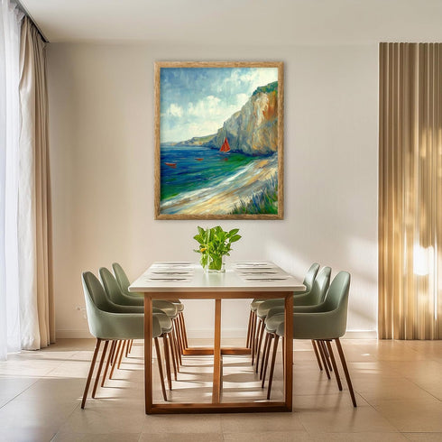 Posterizer 1 pcs-coastal scene-sea and boats-retro painting style 2-Coastal & Nautical Art-Gift for Street Art, Mural Fans -Decor for Home & Offic...