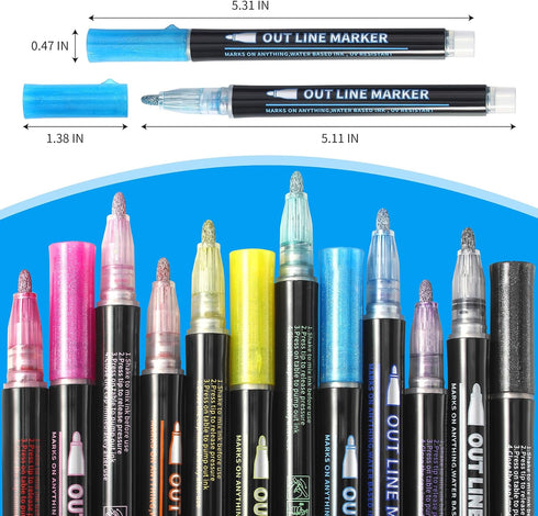 Outline Markers-12 Shimmer Markers Glitter Pens,Teen Girl Gifts Trendy Stuff,Metallic Markers,Art Supplies Crafts Gifts...