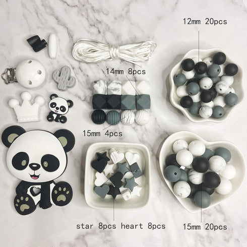 Silicone Loose Beads Panda Set Kit DIY Necklace Bracelet Jewelry Accessories...