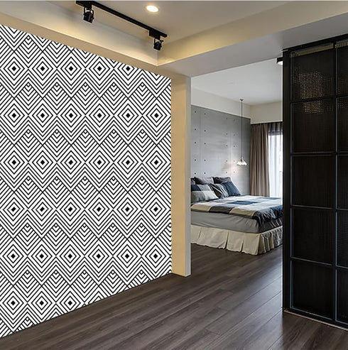 D7025-3 Peel and Stick Wallpaper Black and White 17.7in x 118in Self Adhesive Removable Wallpaper Textured Cover Bathroom Bedroom Kitchen Countert...