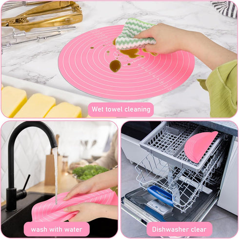 Silicone Baking Mat Cake Mat Round Silicone Baking Mat with Measurements for Cake Turntable Stand Pastry Baking Sheet, Non-Stick and Heat Resistan...