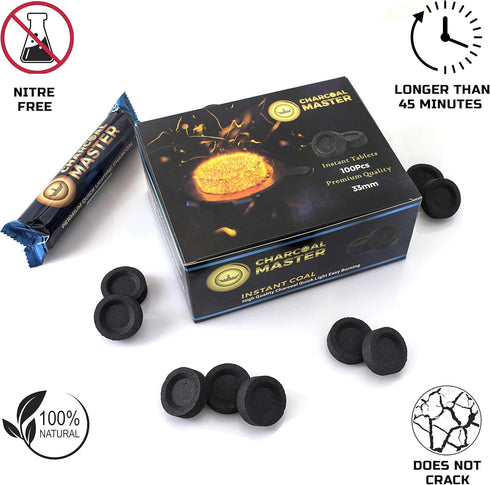 Quick Light Charcoal Tablets for Incense – 33mm Capsules – Charcoal Disk Lights – Instant Fire Coal Tablets – Set of 100 Charcoal Disks per Box...
