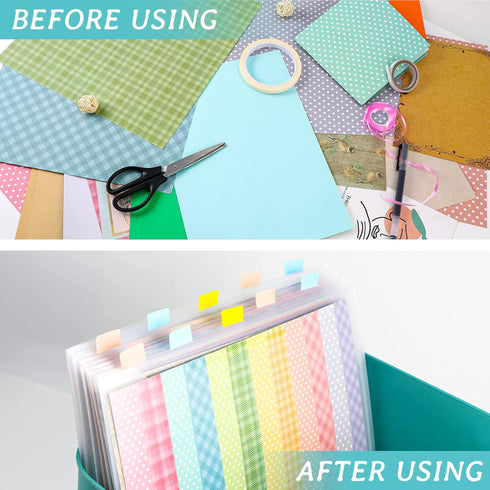 Caydo 12 Pieces Scrapbook Paper Storage with Sticky Index Tabs for Holding 12 x 12 Inch Scrapbook Paper, Cardstock, Vinyl Paper, Photos and Paper ...