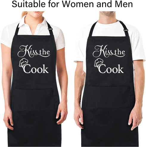 Xornis 100% Cotton Funny Apron with 2 Pockets for Men Women BBQ Grilling Adjustable Bib Black Aprons Gifts Cooking Kitchen...