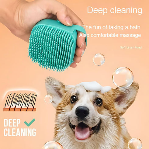 2pcs Dog Brush, Cat Brush, Dog Hair Brush, Pet Grooming Brush, Self-cleaning Slicker Brush ..AND.. Silicone Dog Bath Brush, Pet Hair Removal Tool ...