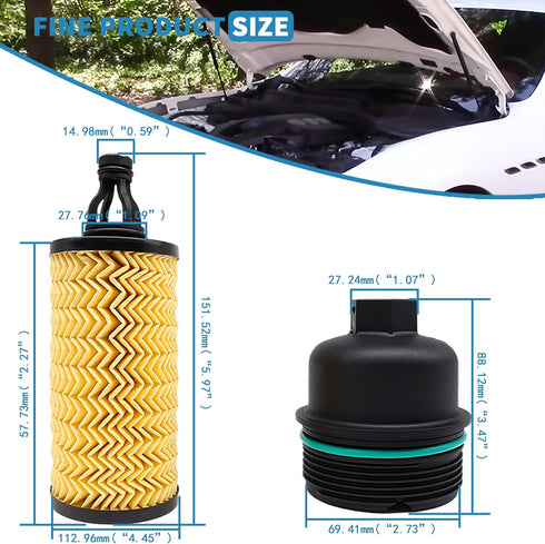 Oil Filter 311401 298939 Compatible with Maserati Ghibli & Quattroporte V6 Engines 2014-2022...