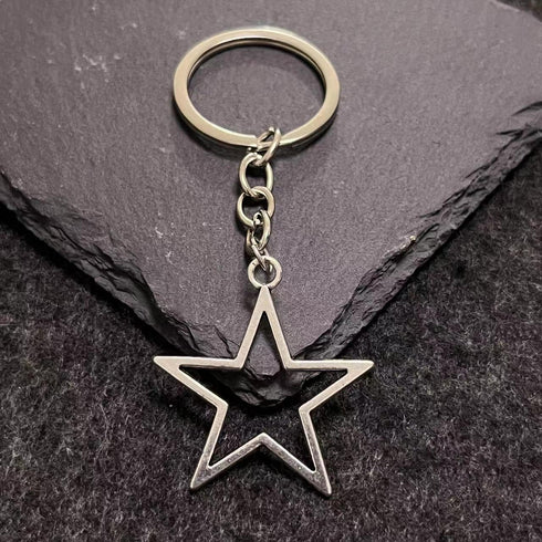 Caiyao Silver Hollow Star Keychain for Women Men Long Distance Friendship Pendant Keyring Jewelry Gift...