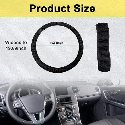 Car Elastic Stretch Steering Wheel Cover, Soft Microfiber Breathable Ice Silk, Universal 15 Inch Anti-Slip Auto Steering Wheel Protector, Fit Car,...