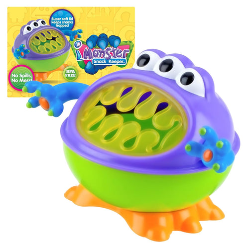 Nuby 3-D Monster Toddler Snack Containers - Spill-Proof Snack Cups for Toddlers with Soft Silicone Flaps - BPA-Free, Dishwasher-Safe...