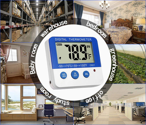 Fridge Freezer Thermometer Max/Min Memory LXSZRPH High & Low Temperature Alarms Settings with LED Indicator Digital Refrigeration Thermometer with...