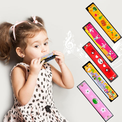 6 Pcs Cartoon Harmonica Kids Harmonica Toys 16 Holes Harmonica Instruments for Children Boys Girls Party Favors, Random Color Pattern (6)...