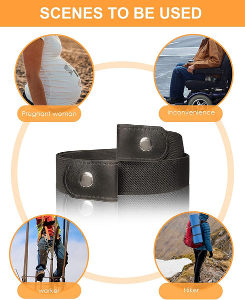 Buckle Free Belt for Women Men, Black Elastic Waist Adjustable Stretchy Invisible Buckleless Belt for Jeans Pants Shorts...