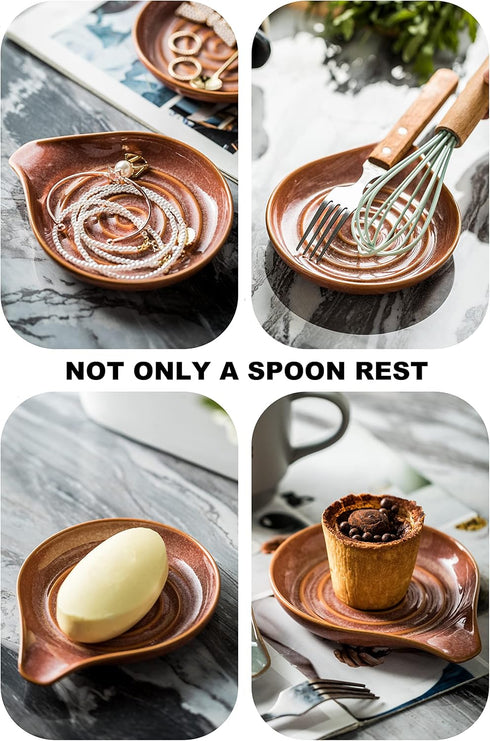 LAUCHUH Spoon Rest for Kitchen Counter, Ceramic Spoon Holder for Stove Top Large Utensil Rest Farmhouse Kitchen Gadgets for Ladle, Cooking Spoons,...