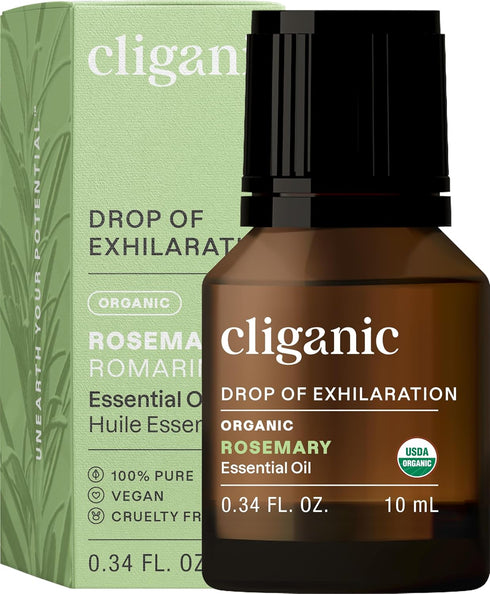 Cliganic Organic Rosemary Essential Oil, 100% Pure Natural, for Hair, Skin, Aromatherapy | Non-GMO Verified (Packaging May Vary)...