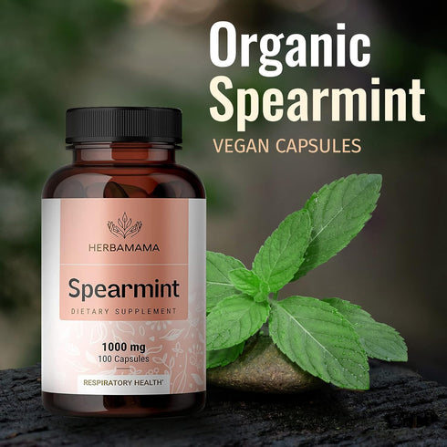 Spearmint 100 Capsules - 1000 mg - Mentha Spicata Dietary Daily Supplement - Herbal Support for Digestive & Respiratory Health - Vegan, Non-GMO...