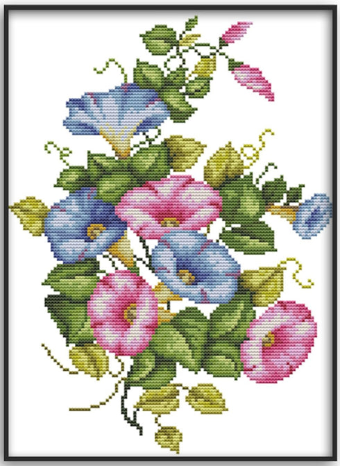Rosyfoxes Cross Stitch Kits Stamped Full Range of Embroidery Starter Kits for Beginners DIY 11CT 3 Strands - Morning Glory (Printed) 35×44cm...