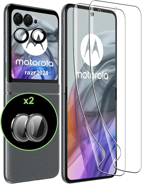 for Motorola Razr 2024/Razr+ 2024/Razr Plus Screen Protector?Self-Healing TPU Film with Camera Lens Protector,Case Friendly,HD,Anti-Scratch, 2+2 P...