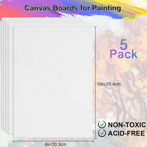 Phinus 5 Pack Canvas for Painting, 8x10in Canvas Boards for Painting, Blank Painting Canvas, Paint Canva for Acrylics Oil Watercolor Tempera Paint...