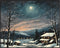 Posterizer 1 pcs-old farm house in snowy winter nature-in oil painting style-14-Landscape & Nature Art-GIft for Men Women Teens-Dining Room Decor-...