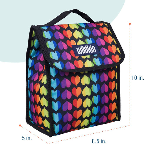 Wildkin Kids Insulated Lunch Bag – Reusable, Ideal for Hot/Cold Snacks, School & Travel - Rainbow Hearts...