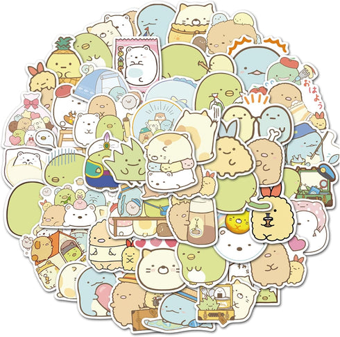 Kawaii Sumikko Sticker 50 Pcs Waterproof, Removable,Lovely,Beautiful,Stylish Teen Stickers, Suitable for Boys and Girls in Water Bottles, laptops,...