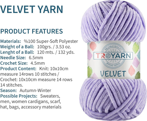 Velvet (3- Skeins Pack) Chenille Blanket Amigurumi Yarn for Crocheting and Knitting Super Bulky 3x100 gr (3x132 yds) (10118 - Beige)......