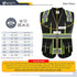 JKSafety 10 Pockets Hi-Vis Zipper Front Black Safety Vest | Cushioned Collar | High Reflective Tapes with Extended Neon Yellow Strips | Meets ANSI...