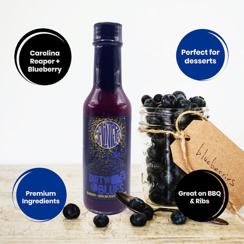 Splintered Sauce Dirty Blues Hot Sauce - Carolina Reaper and Blueberry - 5 fl Oz- Vegetarian - Fiery and Fruity Hot Sauce Delight for BBQ, Chicken...