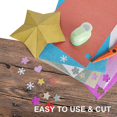 UCEC Glitter Cardstock Paper, 50 Sheets 10 Colors, Self-Adhesive Sparkly Paper for Card Making, Glitter Paper for Craft DIY Child's Projects Hallo...