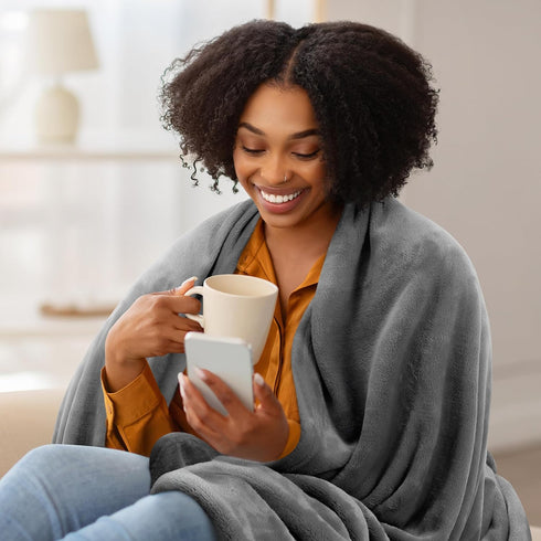 Utopia Bedding Fleece Blanket Throw Size Grey 300GSM Luxury Anti-Static Fuzzy Soft Microfiber Blanket for Couch, Sofa and Bed (60x50 Inch)...