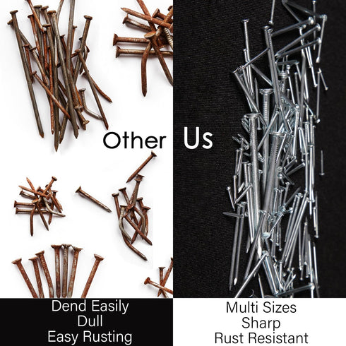 722pcs Hardware Nails, 6 Sizes Nails Assortment Kit, Nails for Hanging Pictures Picture Hanging Kit Nails for Wall Drywall Wood Up to 3"-Long Galv...