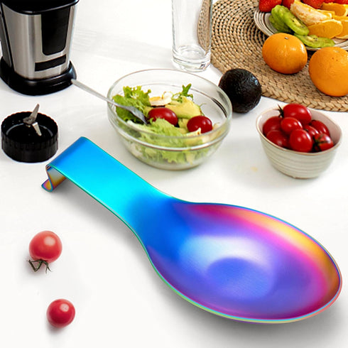 Homikit Rainbow Spoon Rest Holder for Kitchen Counter Stove Top, Stainless Steel Colorful Utensil Rest Ladle Spatula, Heavy Duty, Dishwasher Safe...