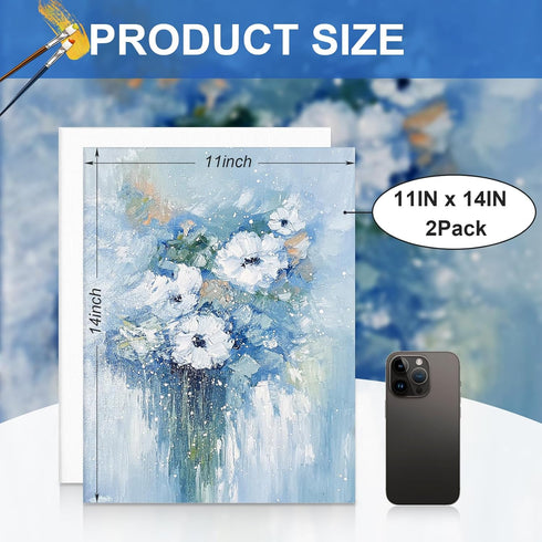 ESRICH Canvas Boards for Painting, 2 Pack Canvases for Painting 11x14 Cotton Primed Acid Free Blank Canvas Panels for Oil Paint, Watercolor, Acryl...