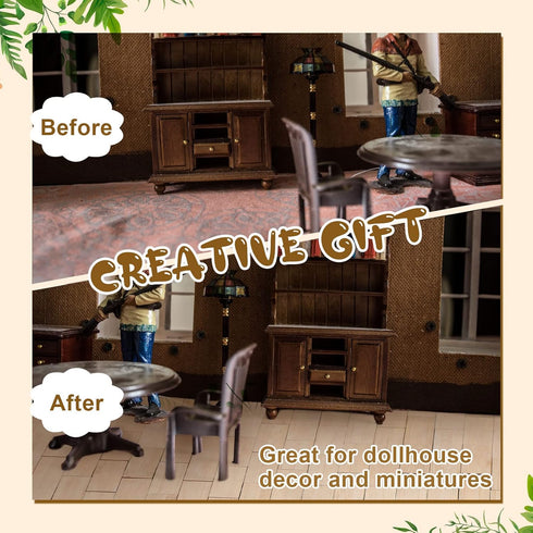 200 Pcs Miniature Dollhouse Flooring Mini Wooden Dollhouse Floor Boards 1 12 Scale Dollhouse Accessories Geometric Bamboo Doll House Furniture Woo...