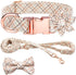 Plaid Dog Collar Leash Set with Bow Tie Adjustable Cute Puppy Collar with Durable Metal Buckle Girls Boys Dog Collar for Small Medium Large Dogs P...