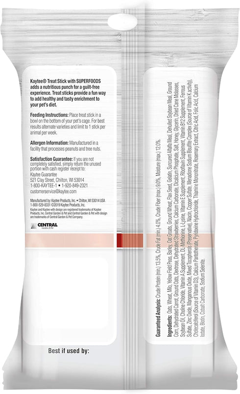 Kaytee Small Animal Treat Stick with Superfoods, Strawberry & Flax Seed, 5.5 oz...